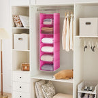 MAX Houser 6-Shelf Hanging Closet Organizer, Hanging Storage Shelves with 2 Sturdy Hooks Space-Saving for Bedroom, Foldable (