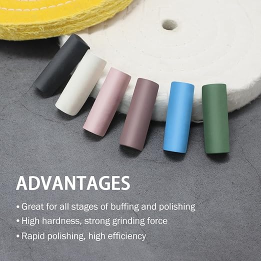 SCOTTCHEN Buffing Polishing Cutting Compounds 5 Oz.Kit-for Stainless Steel Aluminum Jewelry,Black White Purple Brown Blue Green,from Course to Fine - 6 Pcs