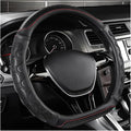 Yourkar Car Steering Wheel Cover, 15 Inch Leather D-Shaped Comfy Grip Steering Wheel Protector, Anti-Slip Steering Wheel Cove