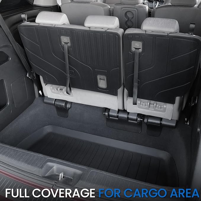 Cargo Lower Mat Backrest Mats for 2018-2026 Honda Odyssey, All Weather TPE Trunk Cargo Liner Mat Accessories(Backrest Mat for 3rd-Row & Lower Mat for Well Area)