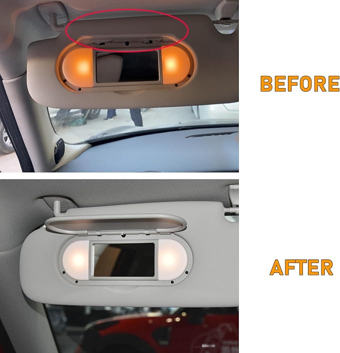 Sun Visor Vanity Mirror Cover Compatible with Mini Cooper & Cooper S Clubman Hatchback Countryman F55 F56 F60 2015-2022(3nd Gen),1PC Sun Visor Vanity Mirror Replacement for Left/Right Side,Gray