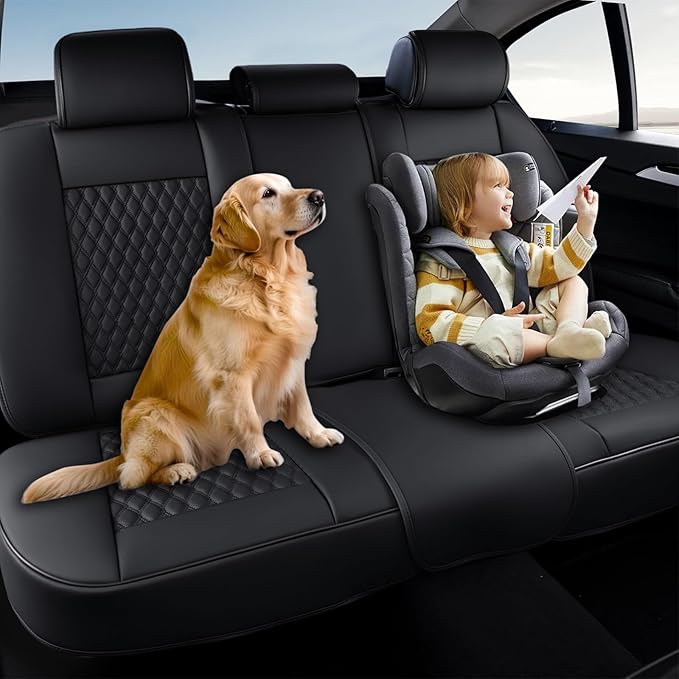 Coverado Rear Seat Covers, Leather Seat Cover for Car, Universal Waterproof Automotive Seat Cushion Protector for Most Cars T