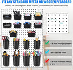 Sieral 64 Pieces Pegboard Bins Pegboard Cups with Hooks and Loops Peg Hooks Assortment Organizer Accessory for Organizing Acc