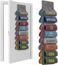 Over the Door Hoodie Organizer, Double Sided Holds 16 Hoodies, Gray Hanging Storage with 2 Hooks and Rope for Door Closet Cab