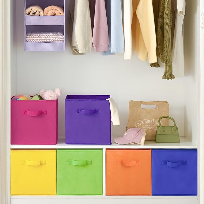 GRANNY SAYS 13 Inch Cube Storage Bins, Colorful Cube Storage Organizer, Fabric Storage Bins, Storage Cubes for Shelves, Close