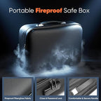 Fireproof Document Box, Hard Case Design Waterproof & Fireproof File Organizer with Lock and 13 Pocket Accordion File Folder,