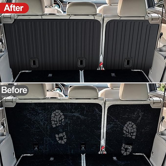 2nd Backrest Mat for 2018-2025 2026 Volkswagen VW Atlas (Not for Cross Sport)-All Weather TPE Seat Back Cover Protection Kick Mats for 2025 VW Atlas SE SEL Peak Edition Accessories-7 Seats
