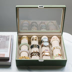 Bracelets Organizer Rods Bangles Display Holder, Clear See through Lid Leather Velvet Jewelry Storage Box Case for Women, 4 R