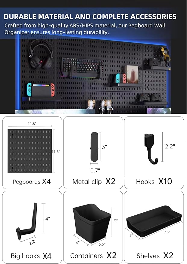 Revamp Your Space With A Versatile Pegboard Kit - Effortlessly Organize Home, Office, And Gaming Setup With Customizable Hang