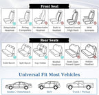 Coverado Car Seat Covers Full Set, Front and Back Seat Covers for Cars, Luxury Faux Leather Waterproof Seat Covers, Black Car