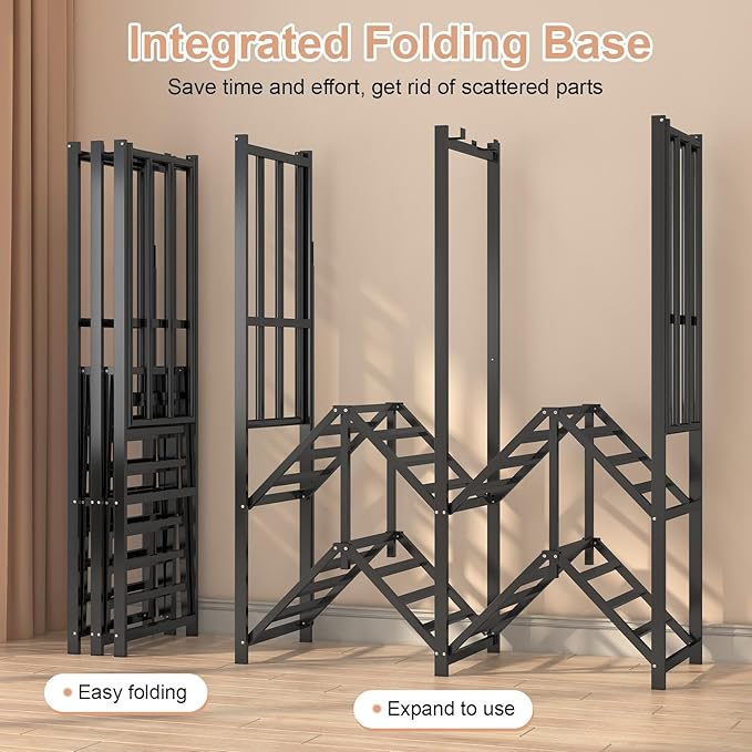 Foldable Wardrobe Closet, Clothes Rack with Cover for Bedroom, Portable Metal Closet Organizer, Thick Steel Tubes, Heavy Duty