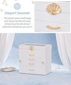 Enthralite Jewelry Box with 4 Drawers: Display Organizer for Earrings Necklaces - Christmas Gifts for Girls Women (White)