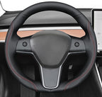 MEWANT Hand Stitched Steering Wheel Cover for Tesla Model 3 2017-2023 / Model Y 2020-2023 for Tesla Model 3/Y Accessories