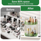 MOKANI 360 Rotating Makeup Organizer for Vanity, 2 Tier Adjustable Perfume Organizer for Dresser, Multi-Function Spinning Cos