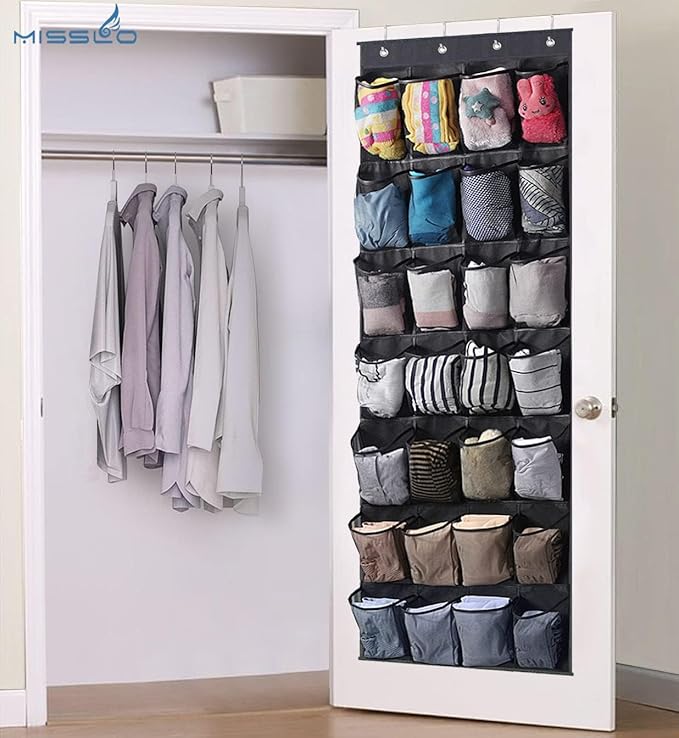MISSLO 28 Large Pockets Hanging Shoe Organizer Over The Door Shoe Rack for Closet Door Storage Mesh Shoe Holder Hanger for Me