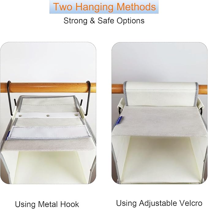 Large-Sized Hanging Shoe Organizer 8-Shelf, Hanging Closet Organizer with 8 Side Pockets, Wider Hanging Shelves for Storage S