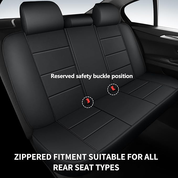 Car Seat Covers, Quilting Leather Seat Covers Full Set, Waterproof Faux Leather Automotive Seat Covers for Cars, Universal Ca