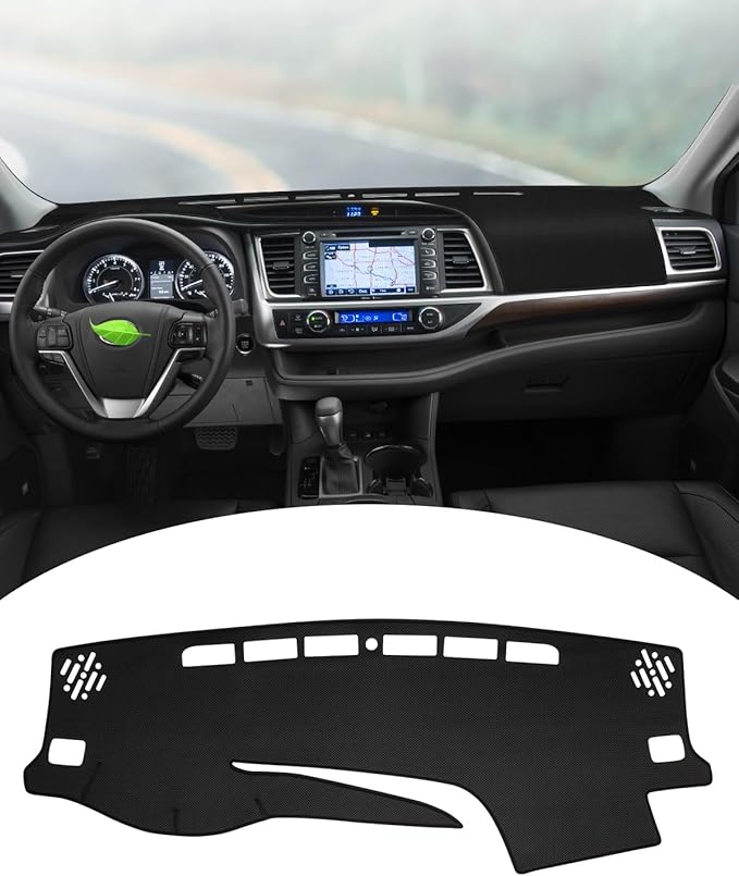 FIILINES Dash Cover for Toyota Highlander 2014-2019, Dashboard Mat Cover Sunshade Nonslip Mesh Protector No Glare Highlander 