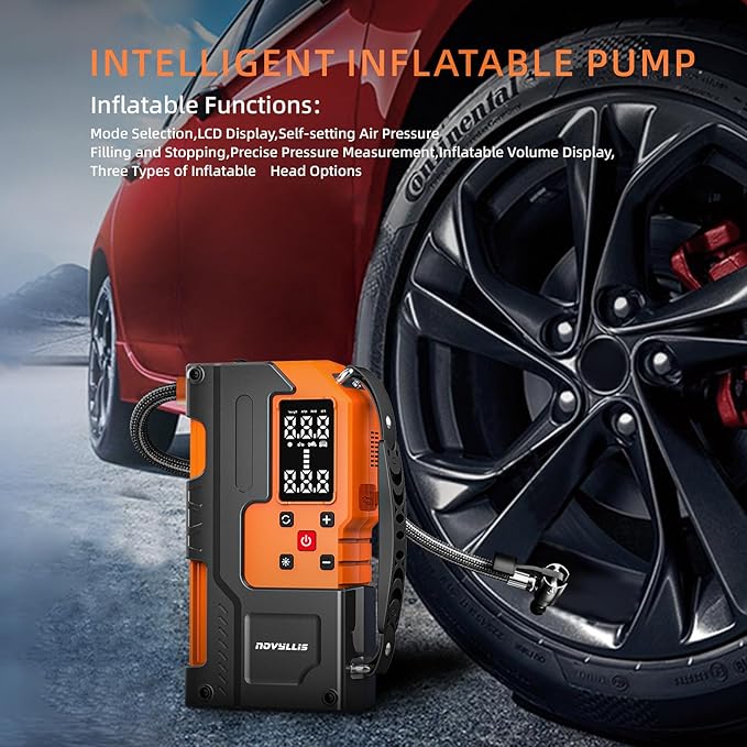 Jump Starter with Air Compressor 4000A Portable Battery Pack 10000mAh Power Bank Emergency SOS LED Light 22-Cylinder 150PSI