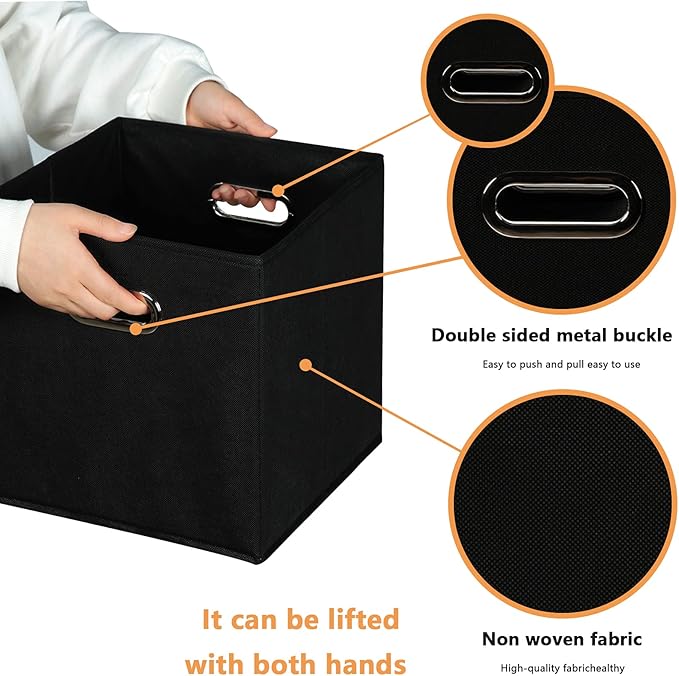 Yunkeeeper storage bins Cubes, Fabric Cube Organizer with Handle, Foldable Cube Bins for Cloth or Accessary Storage, 11x11x11