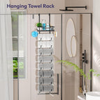 SWTYMIKI Over The Door Towel Rack - 9 Tier Towel Racks for Bathroom Wall Mounted, Towel Holder with Shelf, Hanging Rolled Tow