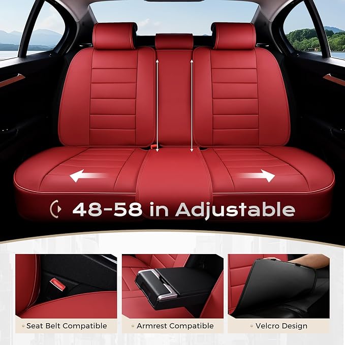 Coverado Car Seat Covers Full Set, Seat Covers for Cars, Front Seat Covers and Back Seat Cover Waterproof Leather Automotive 