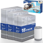 Fantictas Travel Vacuum Storage Bags with Rechargeable Air Pump, 18 Pack Portable Space Saver Bags, Compression Bags for Clot