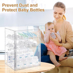 ERTIUANIO Baby Bottle Organizer – 3 Tier Bottle Storage Organizer Baby for Bottles, Nipples, Pump Parts, Food Jars – Clear Nu
