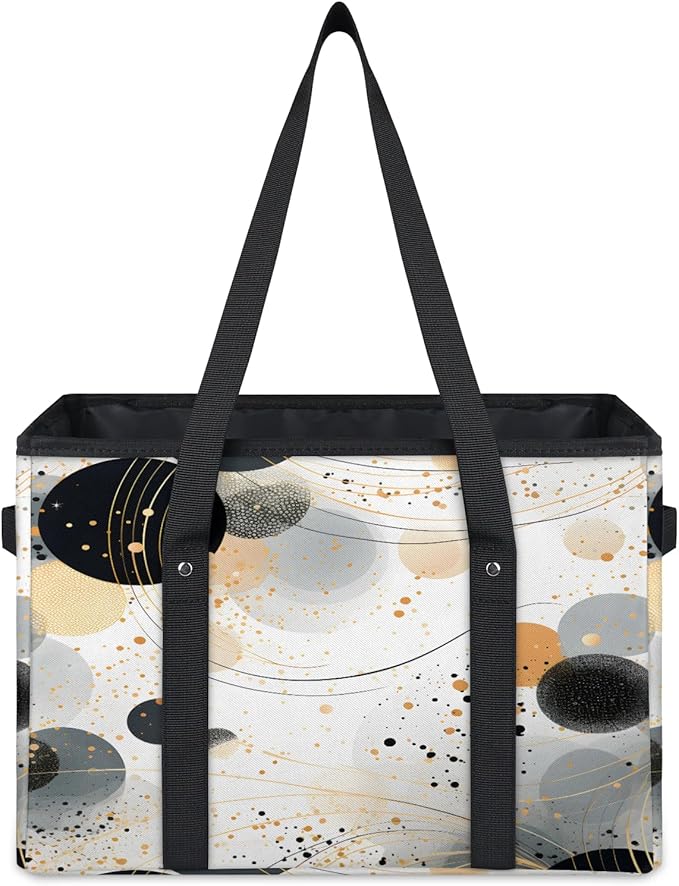Reusable Grocery Bags Heavy Duty Shopping Bags Foldable Large Tote Bags with Long Handles & Hard Bottom
