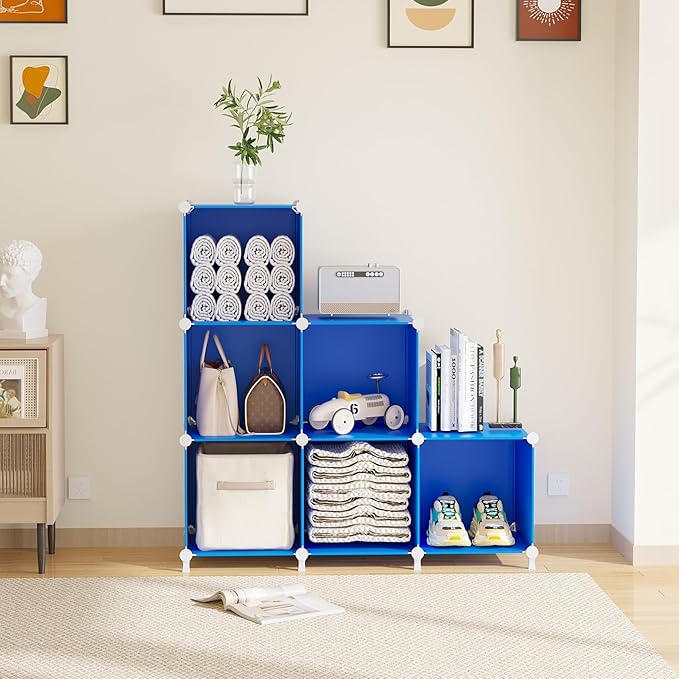 AWTATOS Cube Storage Organizer, 6 Cube Closet Organizers and Storage Shelves, DIY Stackable Bookshelf for Bedroom, Home, Admi