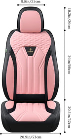 FLORICH Leather Seat Covers, Car Seat Covers Full Set, Car Seat Protectors 5 Seats, Pink Driver Seat Covers Fit for Most Cars