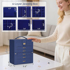 AKOZLIN 6-Tier Jewelry Box Organizer Functional 5 Drawers Leather Jewelry Storage Case for Women Girls Ring Necklace Earring 
