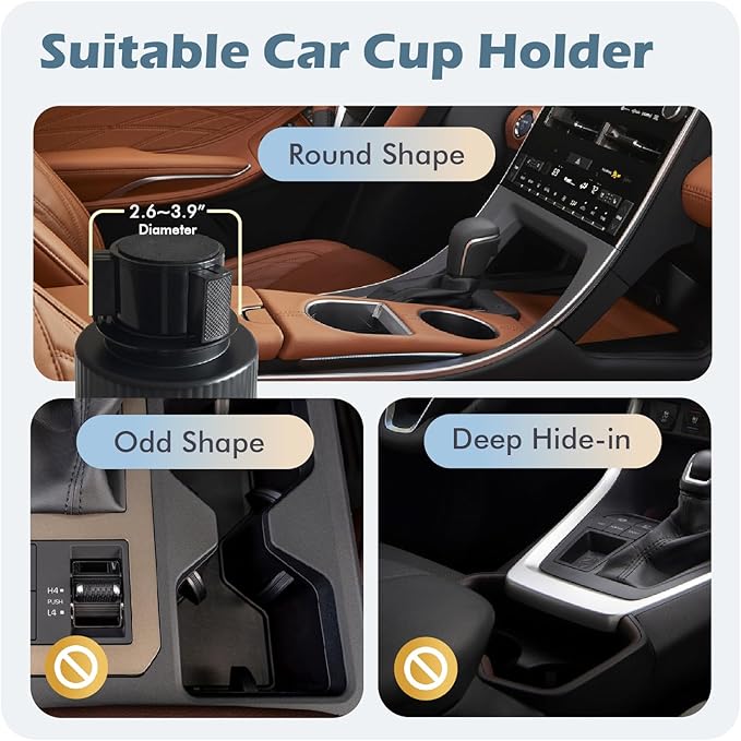 Car Cup Holder Expander, 2 in 1 Extra Cup Holder for Car, Double Automotive Holder Extender Adapter, Compatible with Hydro Flask, Yeti, Nalgene, 32/40 oz Large Bottles Drinks Mugs, OtterVerz 11
