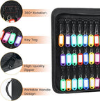 Zippered Key Case, Portable Key Organizer with Handle, Waterproof & Fireproof Key Binder with 54 Hooks and Tags, Key Box Orga