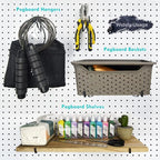 Pegboard Shelf Hooks, 8PACK Metal Utility Hook Set, 1/4 inch Peg Board Organizer Accessories, Shelves and Baskets Brackets, D