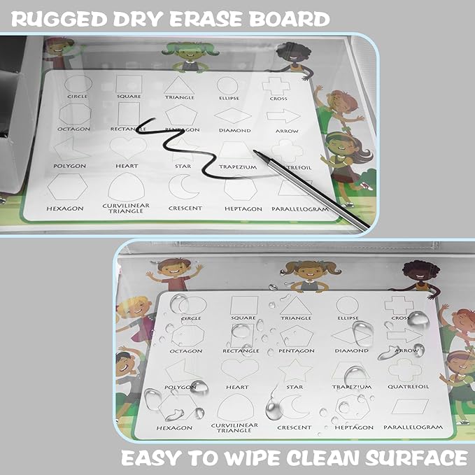 MENZOKE Kids Travel Tray for Toddler Car Seat, Toddler Gift for Boy Activities with Dry Erase Board & iPad Holder Stand, Road