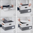 PRANDOM Foldable Storage Bins with Lids [3-Pack] Fabric Collapsible Storage Boxes Baskets Cubes Containers with Handles for C