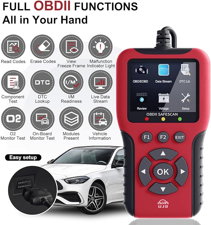2026 Enhanced Universal OBD2 Scanner, Check Engine Code Reader - 45000+ Fault Codes, Live Data, I/M Readiness, Battery Voltage