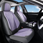 Coverado Seat Covers Full Set, Waterproof Nappa Leather Seat Covers for Cars, 5 Seats Universal Car Seat Protectors, Gray and