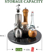 Koville 12'' Black Marble Lazy Susan Marble Turntable for Kitchen Dinning, Granite Lazy Susans Organizer for Cabinet, Serving