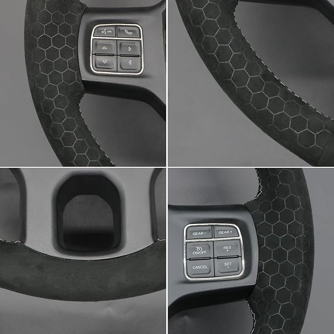 MEWANT Steering Wheel Covers for Dodge RAM 1500/1500 Classic / 2500/3500 / 5500 Hand-Stitched Genuine Leather ram Steering Wheel Wrap