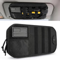 Denchy Molle Car Sun Visor Organizer with Zipper Storage Pouch and Sunglasses Holder Clip, Tactical Sunvisor Organizers for Trucks, Universal Molle Panel Accessories for Truck SUV Police Car Gear