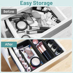 WOWBOX 25 PCS Plastic Drawer Organizer Set, Desk Drawer Divider Organizers and Storage Bins for Makeup, Jewelry, Gadgets for 