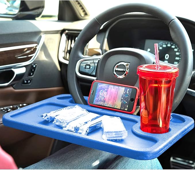 Steering Wheel Tray,Car Desk for Writing,Laptop,Tablet,iPad or Notebook with Pen Slot,Food Eating Table Trays,Fit Most Vehicle Steering Wheels(Blue)