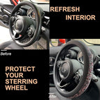 PINCTROT Chenille Leather Steering Wheel Cover, Soft Mottled Colors, Sweat-Proof, Non-Slip Grip, All-Season Comfort, Universa