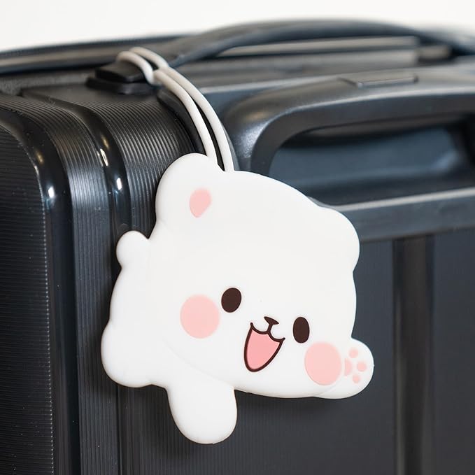 Milk Luggage Tag in White Authorized Milkmochabear Merchandise Cute Adorable Silicone with Name ID Card Suitcase Label Travel