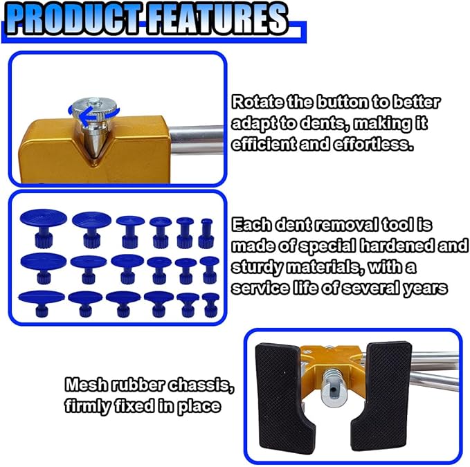 25PCS Car Dent Puller Kit, Car Body Dent Repair Tools, Paintless Dent Lifter Repair Tool Puller with 18 Tabs, Auto Dent Remov