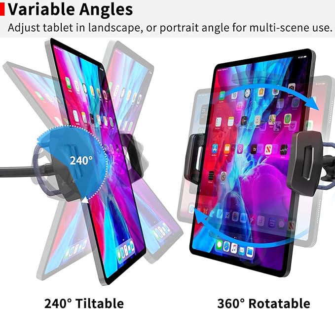 APPS2Car Upgraded Tablet Car Mount for iPad Truck Holder Long Arm Extension Strong Suction Cup Windshield Mount for 7-13 Inch Tablet iPad Pro Air Mini