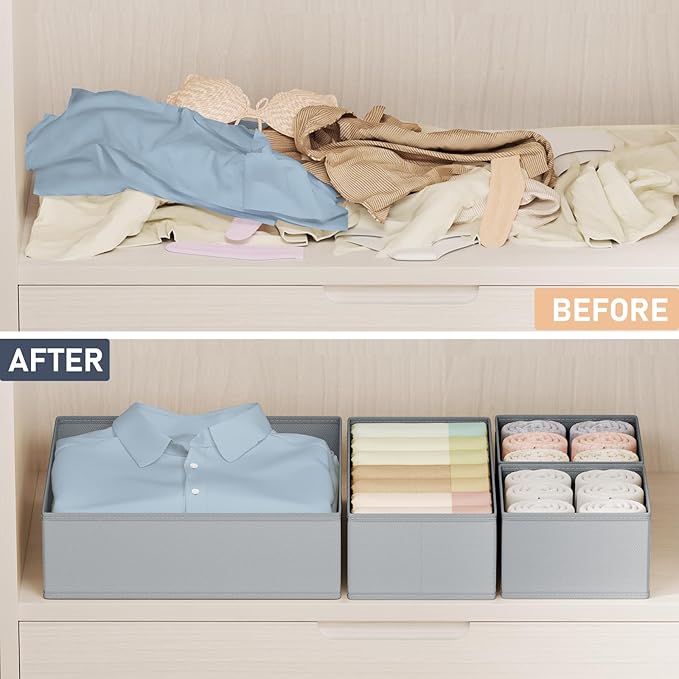 DIMJ Drawer Organizer Clothes Storage - 24 Pack Baby Dresser Organizer for Nursery, Small Fabric Closet Drawer Organizer Bins