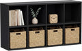 YESHOMY 8-Cube Storage Organizer, 2-Tier Black Bookshelf Open Frame, Modern Bookcase Display Shelf with Adjustable Shelves fo